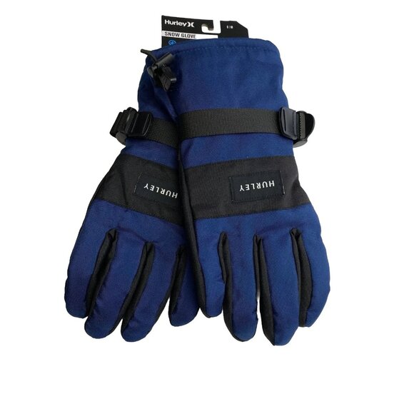 HURLEY S/M SNOW GLOVE Blue Water Resistant Adjustable Breathable Grip Unisex New - Picture 1 of 12